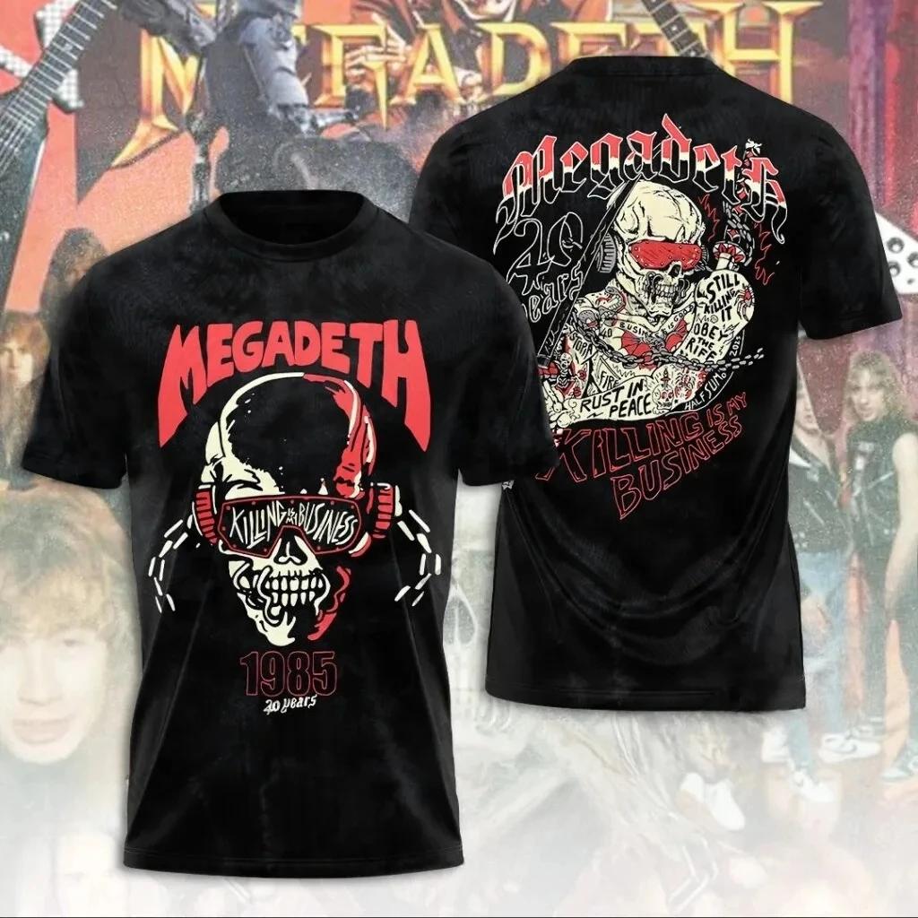 Nové 2026 Rocková Kapela Megadeth 3D Tištěné Pánské a Dámské Tričko Módní Krátký Rukáv Punk Hip Hop Street Harajuku Top