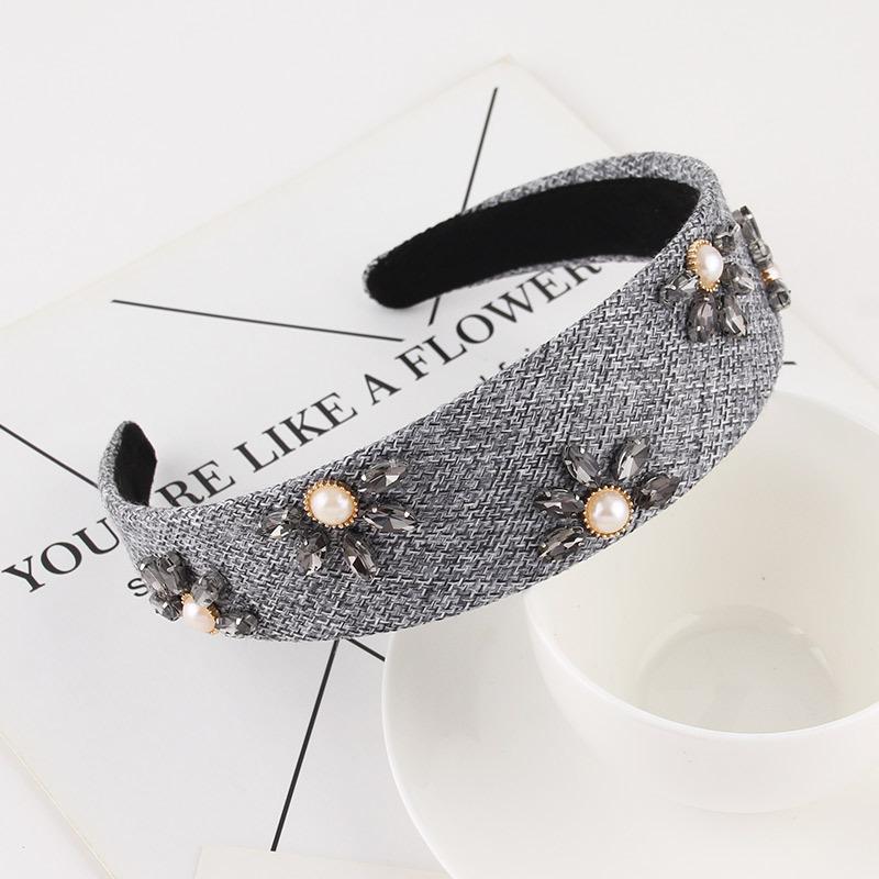 Ladies Fashion Flower Pearl Rhinestone Headband Wide Hairhoop Hair Accessories for Women Elegant Hair Jewelry Tiara Hairbands