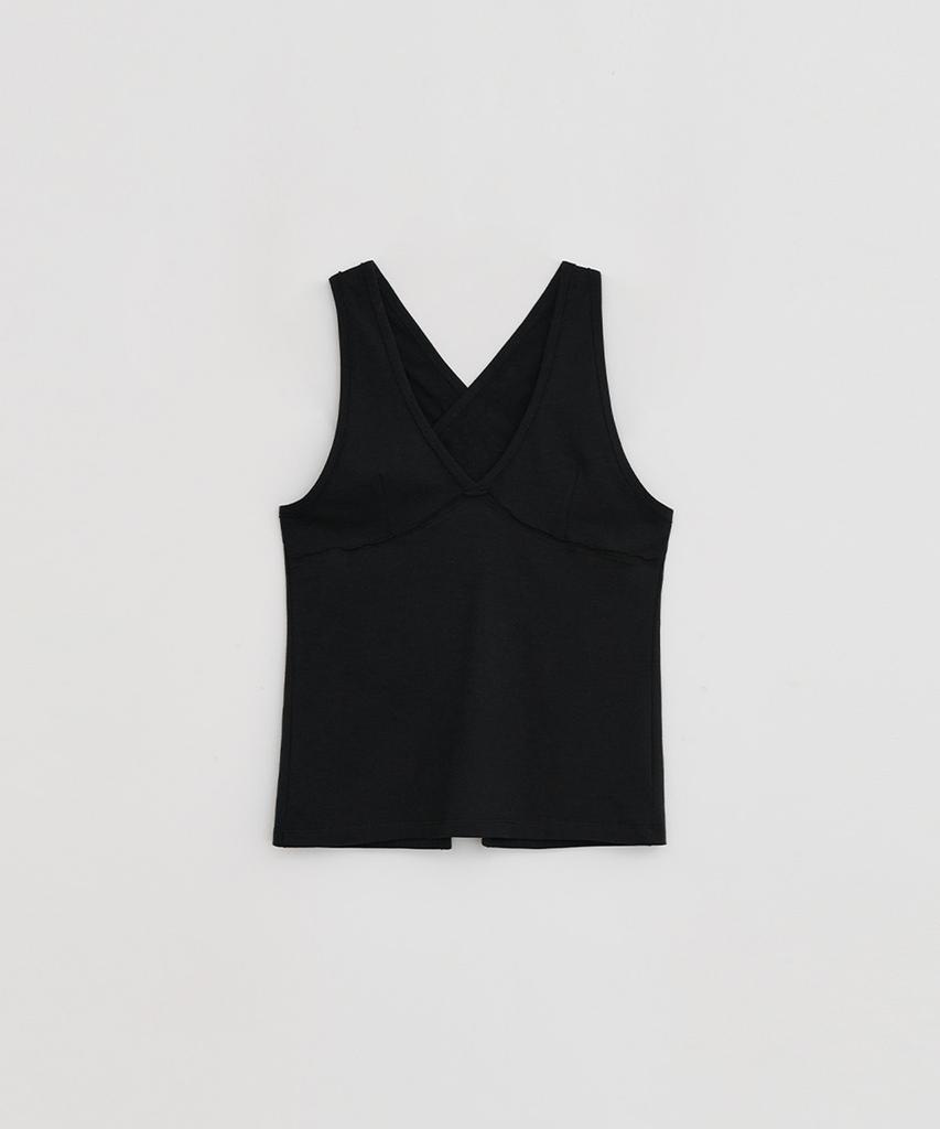 Loutaideu Back Slit Sleeveless Top [Black]