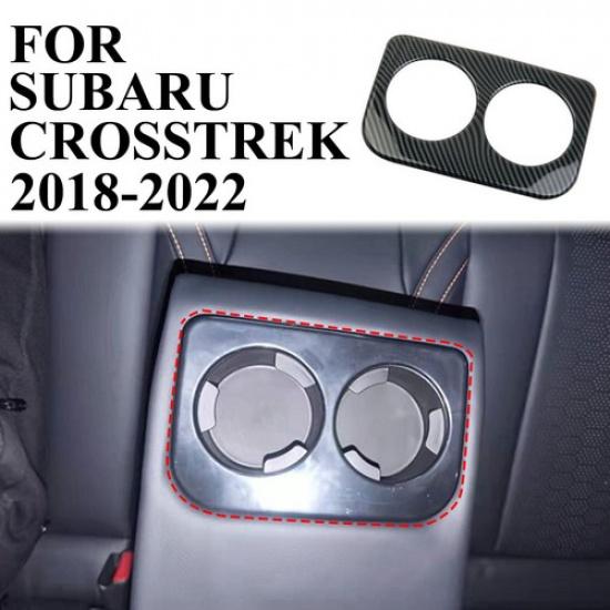 Carbon Fiber Style Rear Seat Armrest Cup Holder Cover Trim For Subaru Crosstrek