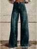 Plus Size Women's Casual Wide-Leg Faux Jeans