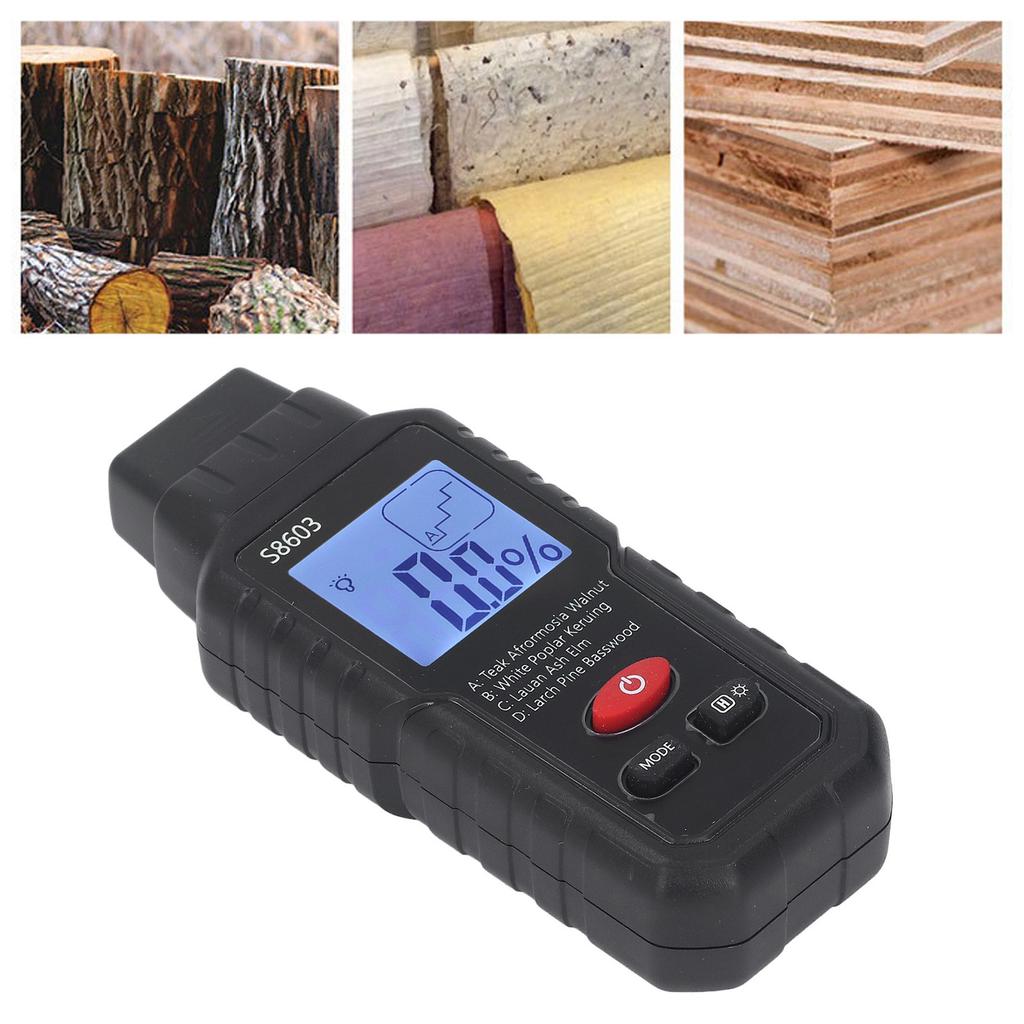 Wood Moisture Meter Pin Type LCD Digital Water Tester Detector Timber Humidity Dampness Sensor for Detection in and Masonry