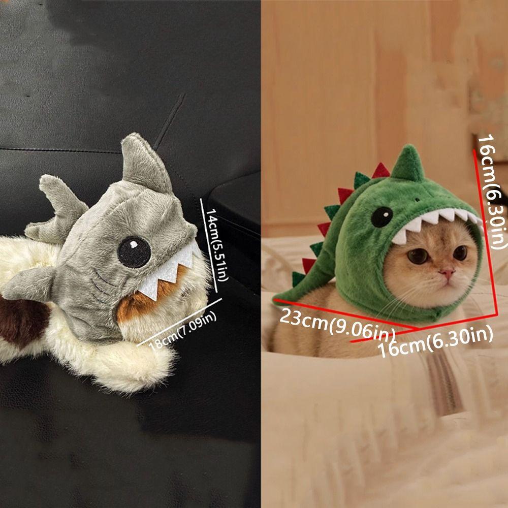 Trajes de Gatito Diadema Ajustable de Tiburón para Gato de Dibujos Animados Sombrero Decorativo Cálido para Gato Suave Lindo Sombrero Cálido para Gato Accesorios para Fotos