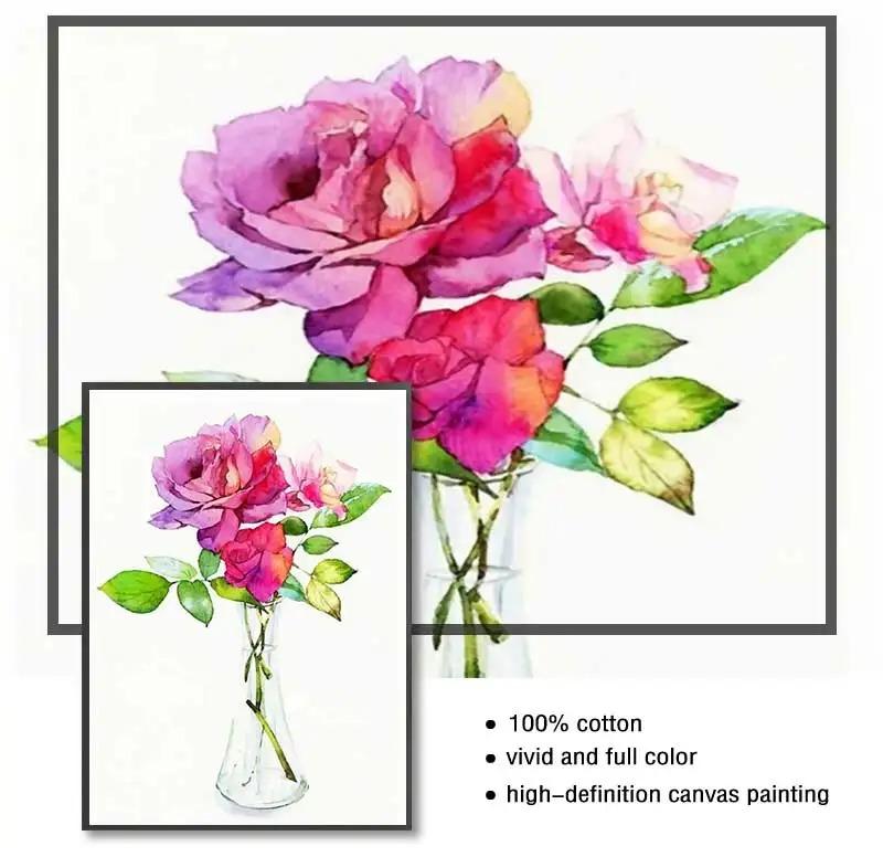 Sunflower Floral Lilac Watercolor Posters Boho Wall Art Canvas Painting Prints Pictures Nordic Style Living Room Interior Decor