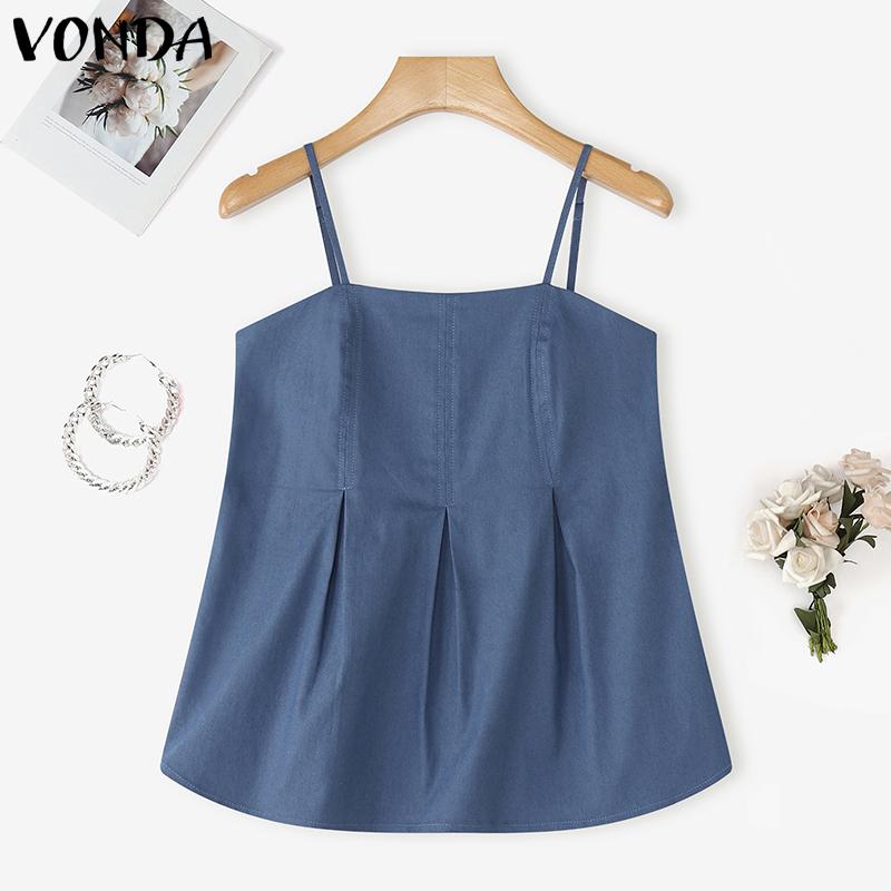 VONDA Women Strap Sleeveless Elastic Back Tank Tops Casual Camisole