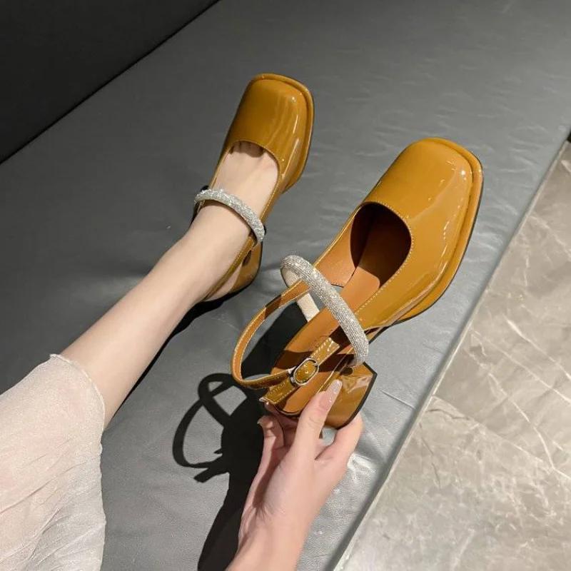 Fashion Rhinestones With Medium Heels Original Summer Woman Shoes Sale Low Price 2025 Comfortable Casual On Offer Vip Sandals for Women