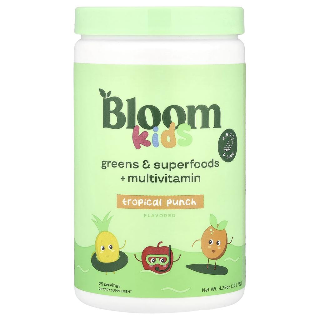 Kids, Green & Superfoods + Multivitamins, Tropical Punch, 121.75G(4.29Oz)