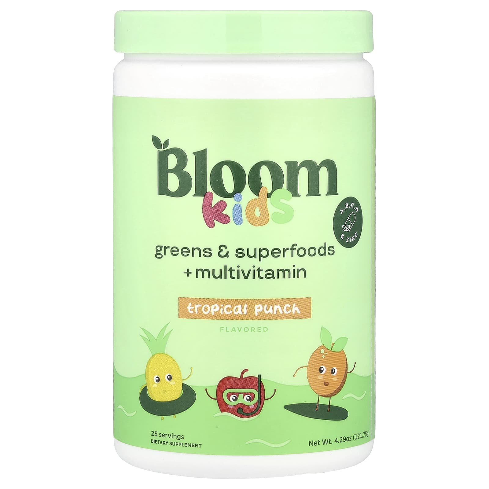 

Kids, Green & Superfoods + Multivitamins, Tropical Punch, 121.75G(4.29Oz)