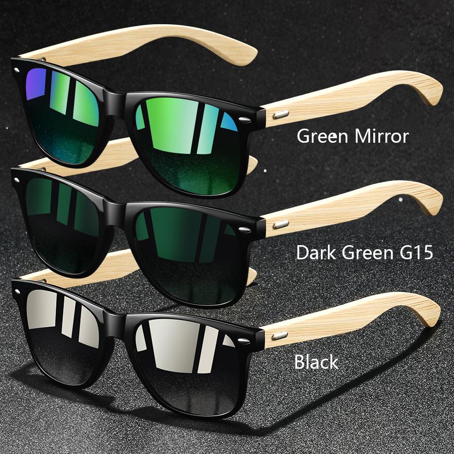 1PC Fashion Bamboo Wood Vintage Square Sunglasses UV400 Protection for Men Women Luxury Designer Sun Glasses Driving Fishing