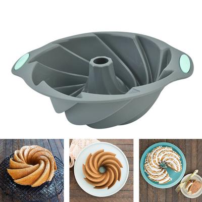 Stampo per torta, per uso alimentare, resistente al calore, antiaderente, filettato, in silicone, fai da te, in chiffon, stampo per ciambella a spirale, gadget da cucina