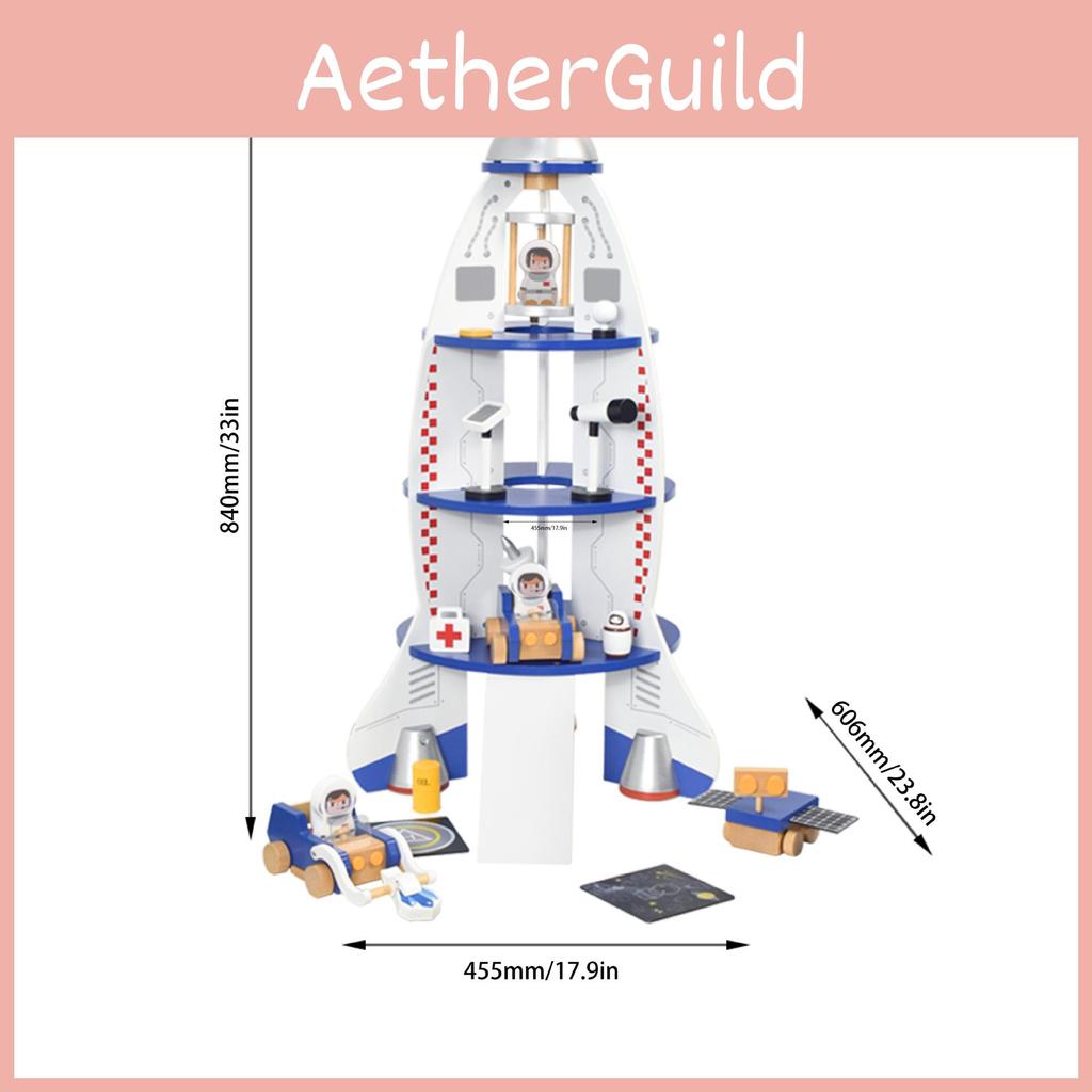 Wooden Space Rocket Model For Kids Educational Stem Toys With Building Blocks And Imagination Development