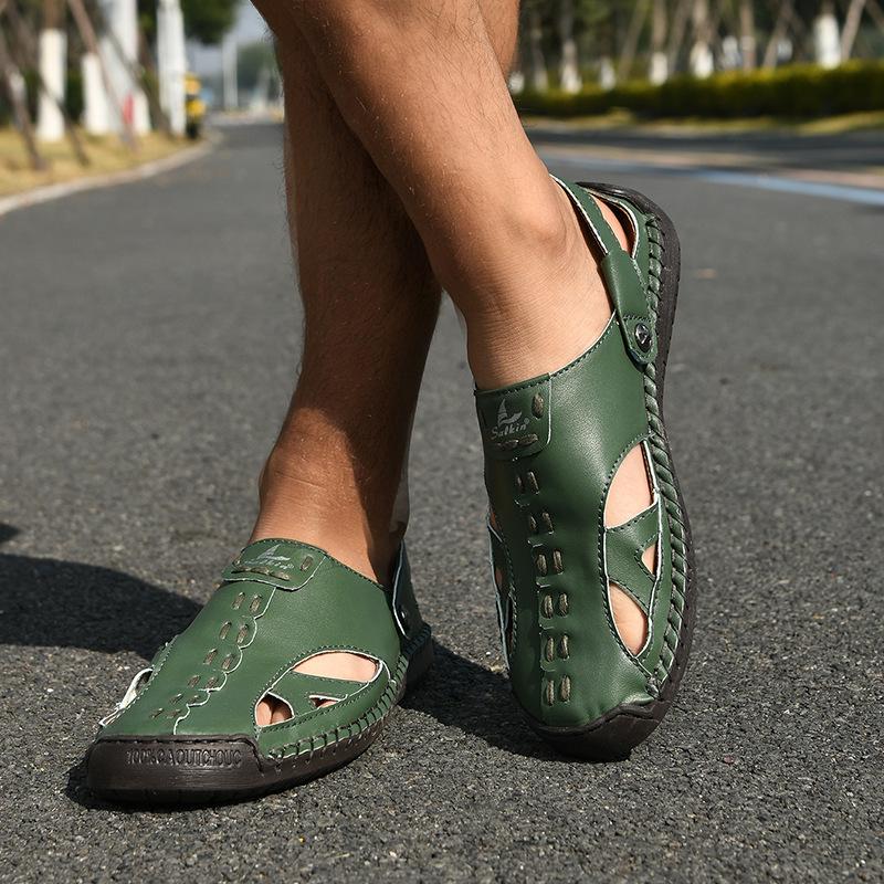 Summer Couple Sandals with Hollow Toe, Handmade Stitching, Men's Shoes, Outdoor Sandals, Oversized Beach Shoes, Women's Shoes