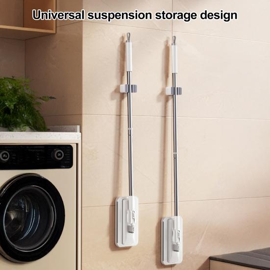 Lazy Mop Stainless Steel Ergonomic Handle Floor Scrubber Mop with 2 Absorbent Velvet Clothes