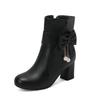 Short Boots Autumn and Winter New Sweet High Heels Thick Heel Martin Boots Women's Short Boots Women's Boots Medium Heel Short Boots Women's Shoes