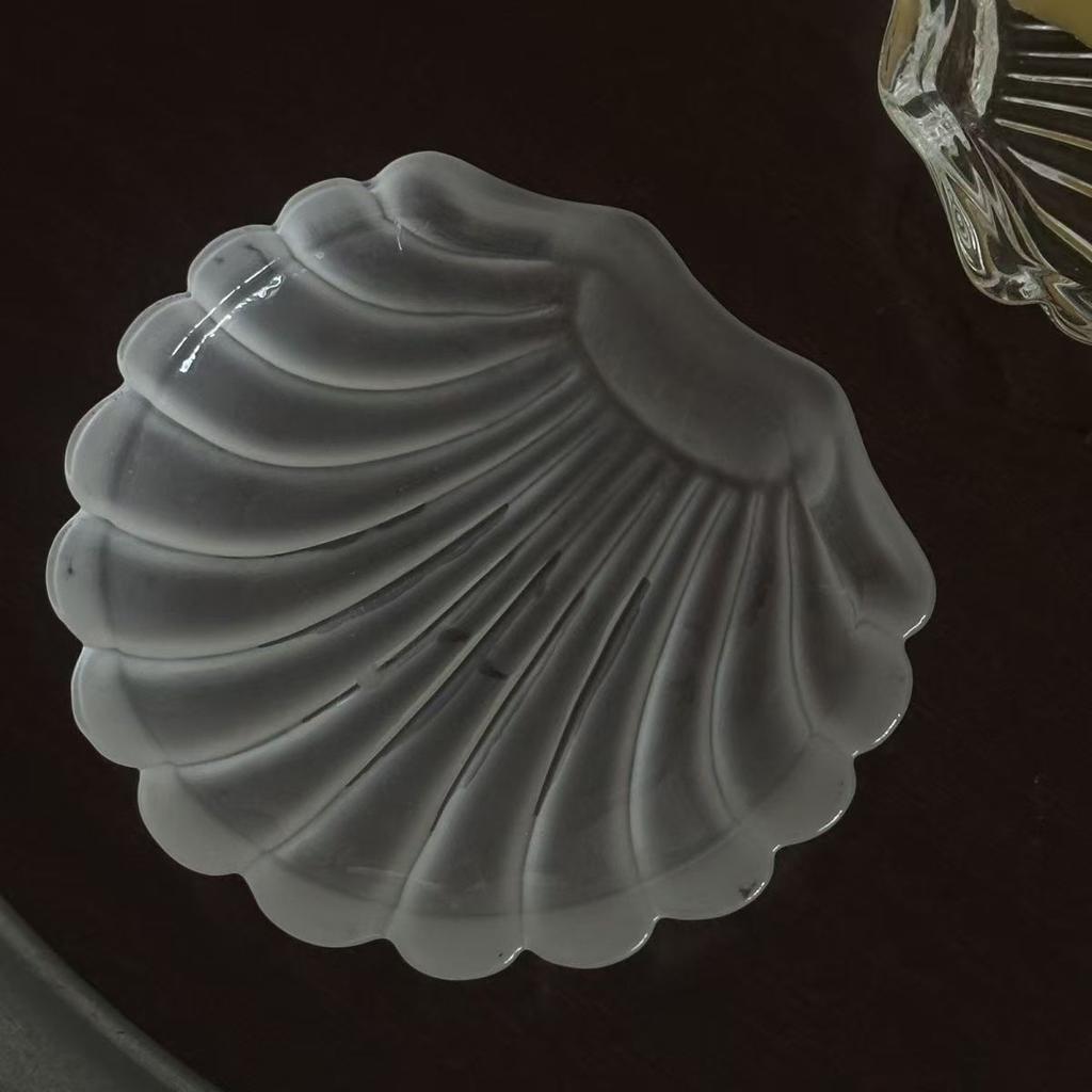 Glass Shell Glass Dish Mini Dish Cheese Dessert Cakes Plate Jewelry Storage Tray Simple New Style Plate