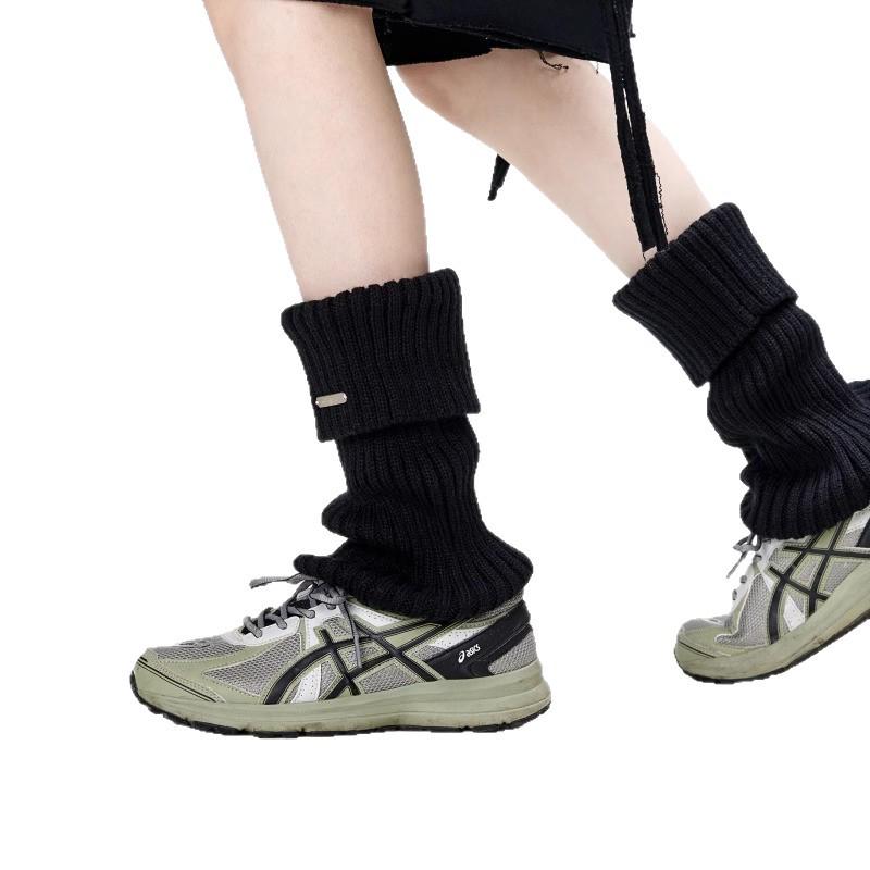 Women's Winter White Knitted Leg Warmers and Scrunch Socks Set