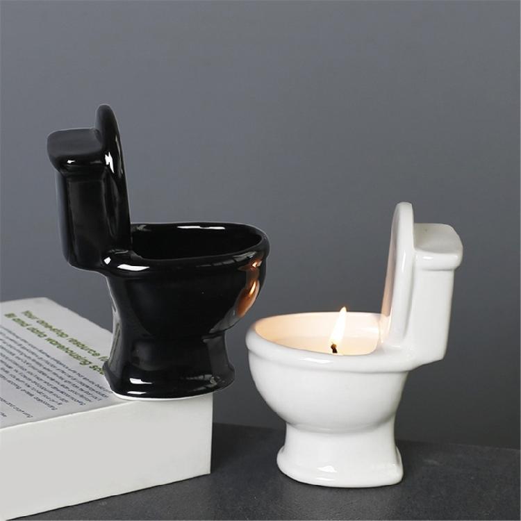 Ceramic Candle Holder Cute Toilet Shape Candle Stand Candlesticks Christmas Gift