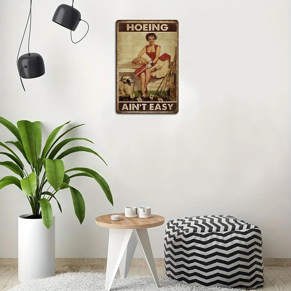 1pc, Garden Sign, Weeding Is Not Easy, Gardening Quote Theme Vintage Metal Sign (8inx12in), Gardening Wall Art Sign