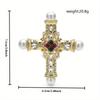 1pc Cross Pearl Brooch, Diamond-encrusted Fashion Vintage Baroque Style Personality Temperament Clothing Accessory