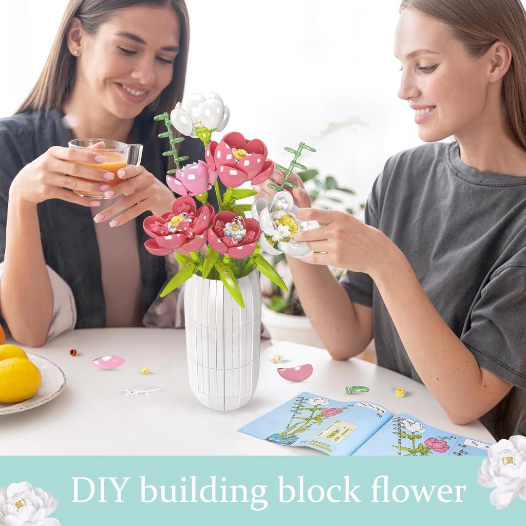 MOULD KING 10059 Blumenstrauß Baustein Die chinesische Pfingstrose mit Vase Modell Montage Dekoration Spielzeug Kinder Weihnachtsgeschenk