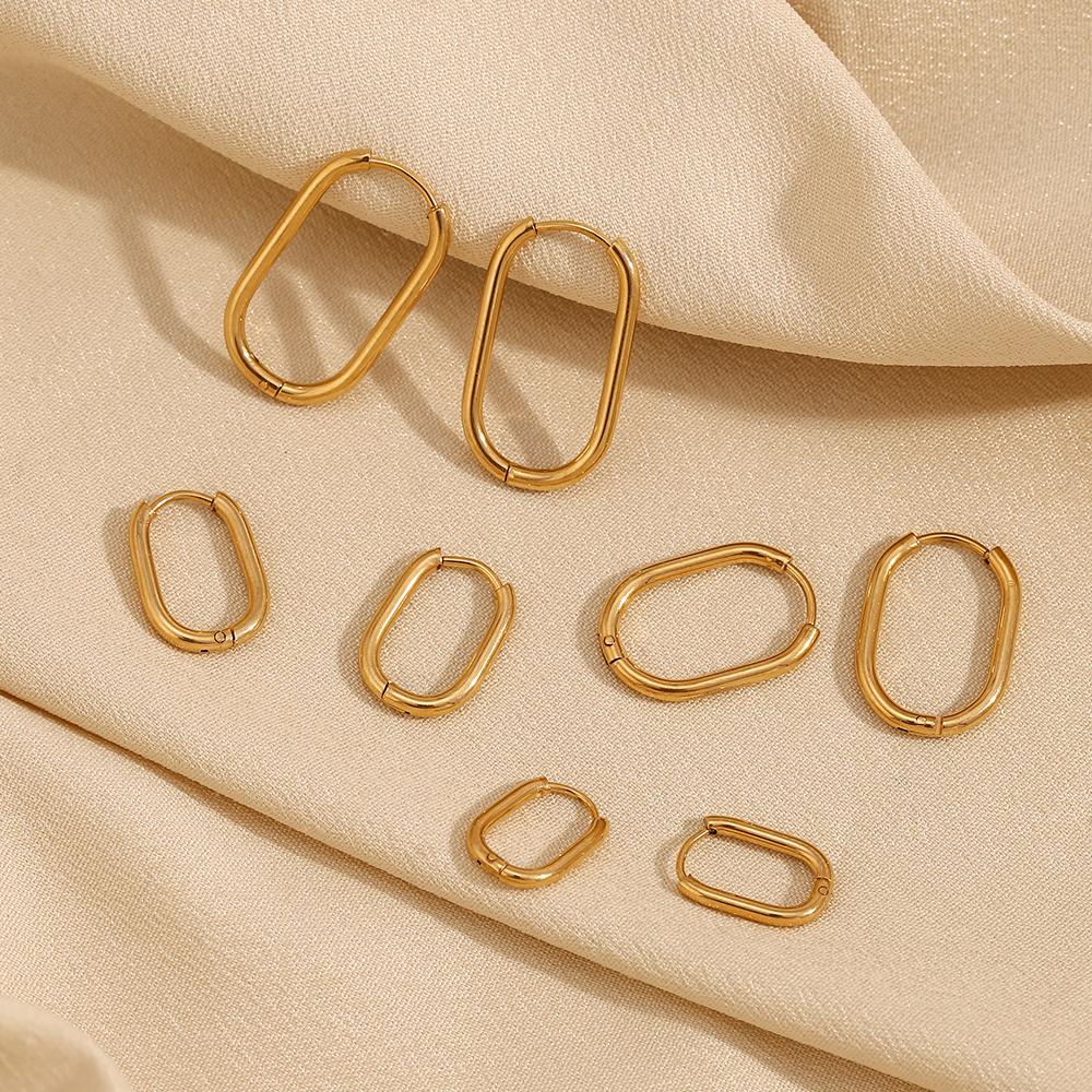 MamacitaSlay Classic Multi-Size U-Shape Hoops 18K Gold Plated Women's earrings Waterproof stainless steel women's jewelry
