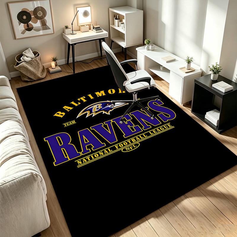 Baltimore Ravens Teppich Rutschfeste Indoor-Matte Geeignet für Bürostuhl Wohnzimmer Computertisch Dekorative Home-Office-Teppich Polyesterfaser-Matte 800