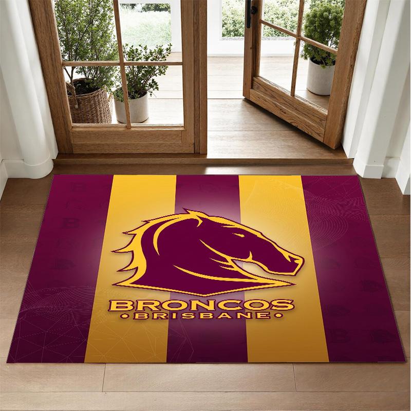 Tappeto in Velluto di Cristallo Design Brisbane Broncos Tappetino Decorativo Morbido per Camera da Letto Ingresso