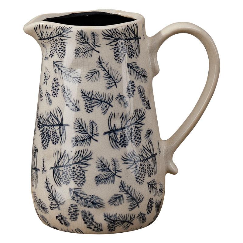 Vase Ceramic Household with Handle Pot Decoration Living Room Flower Arrangement Ice Crack Pastoral Inn B & B Retro Nostalgic1Pc