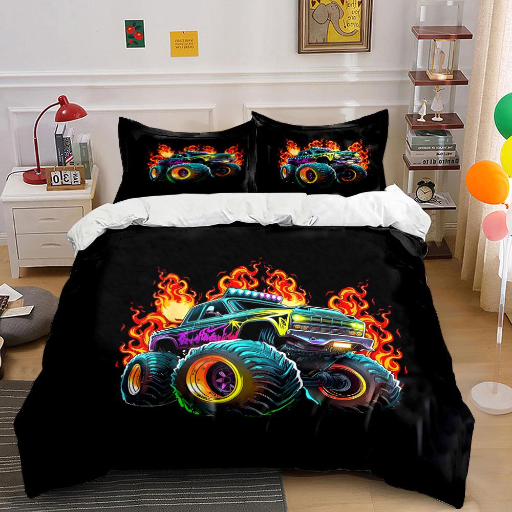 Fiery monster truck delight Bedding sets Duvet covers Pillowcases(1* Duvet Cover 2* Pillowcases without duvet insert)