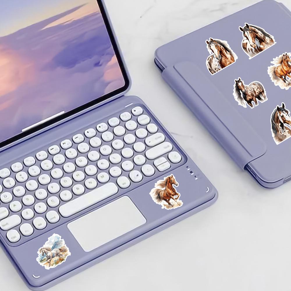50 Unique Waterproof Watercolor Horse Stickers: Perfect for Phones, Cups, and Kids' Planners