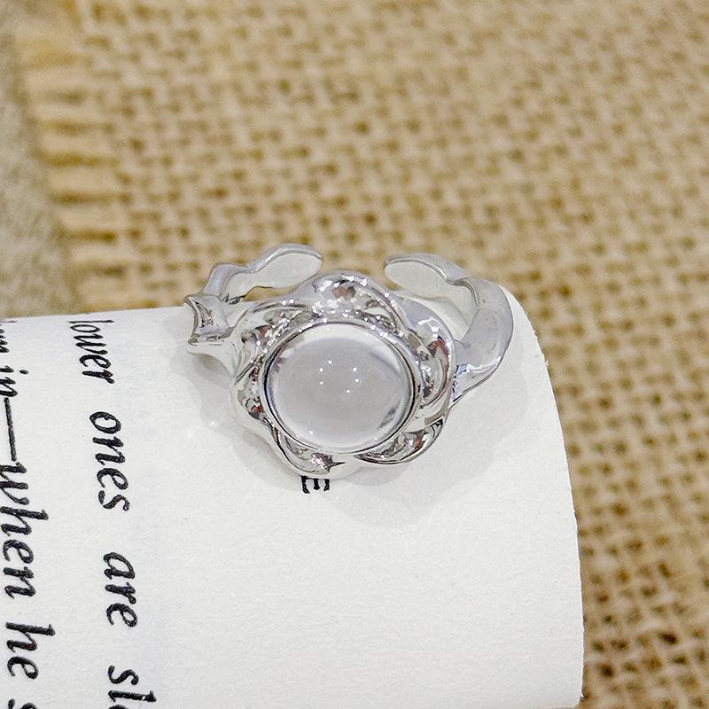 Heller Mond und Sterne~ Mondstein Unregelmäßiger Öffnungsring Damen Nischendesign Fortgeschritten Süß und Cool Stapeln Tragen Zeigefingerring