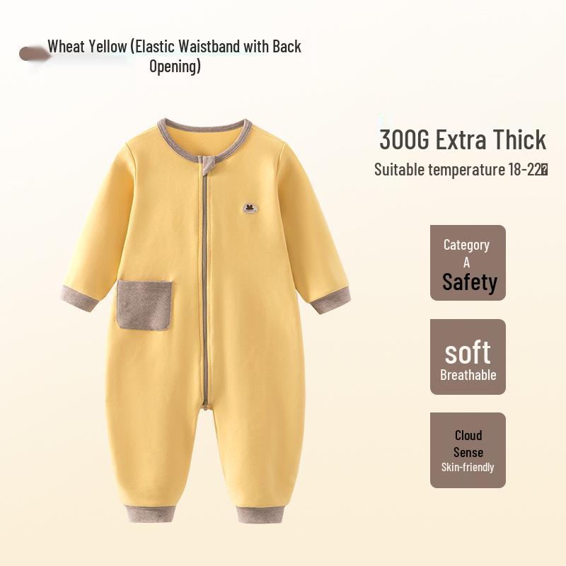 Children's Long Sleeve Cotton Pajamas with Back Zipper - Anti-Kick, Lightweight for Spring/Summer