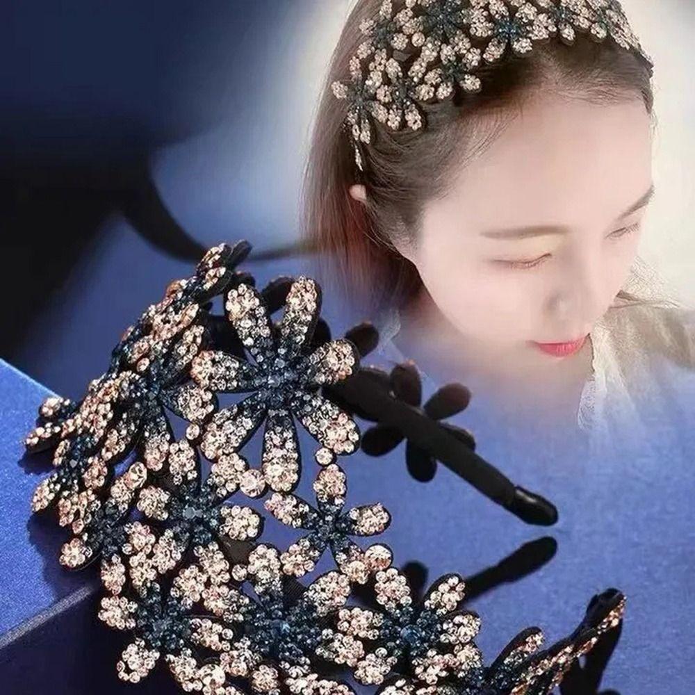 Crystal Rhinestone Hair Claws Anti-slip Headband Elegant Hair Accessories  for Girl