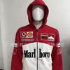 Unisex Embroidered Racing Style Hooded Sweatshirt Lightweight Cotton Long Sleeve Casual Wear