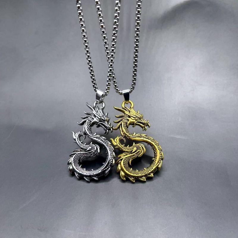 

Chinese Dragon Pendant Necklace, 2024 Year of The Dragon Zodiac Jewelry