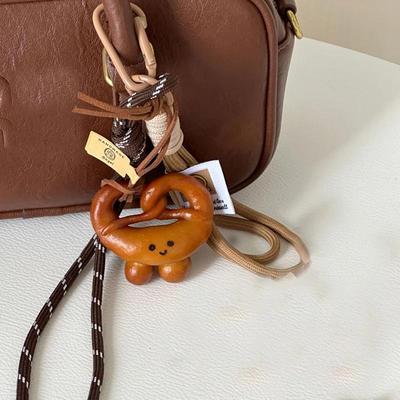 Alkalischer Wasserbrot-Bagel-Schlüsselanhänger, süßes lächelndes Gesicht, Brot, gewebter Seilanhänger, handgefertigtes Schlüsseltaschen-Zubehör