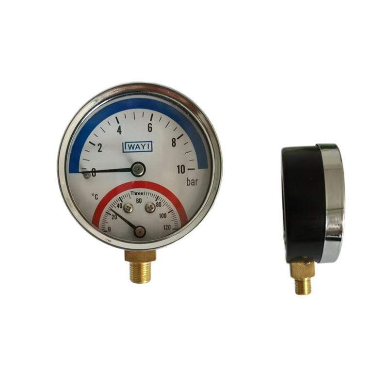 2-In-1 Pressure Gauge And 10 Bar Temperature And Pressure Gauge Temperature 0-120°C Temperature And Pressure Meter