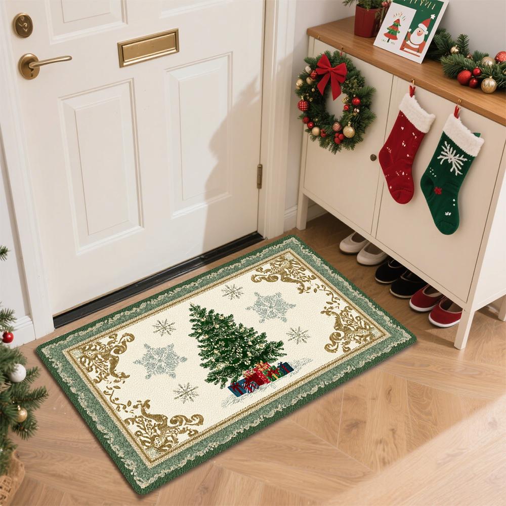 VIKAMA Christmas Decoration Entrance Door Mat Non Slip Absorbent American Retro Carpet Holiday Atmosphere Home Decoration