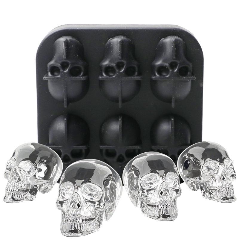 Silicone Skull Ice Cube Tray – Four-Connected Creative Halloween Mold