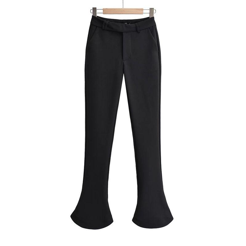 

Стройнящие брюки костюмные с высокой талией в западном стиле с длинными штанинами Black M