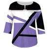 Maglione da donna alla moda casual con maniche a tre quarti e scollo a V stampato, manica 4/3