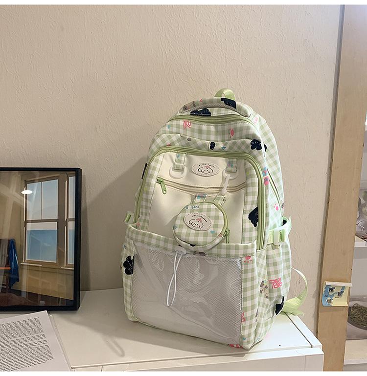 Schoolbag Japanese cute girl milk whirring mini backpack female Korean version dopamine plaid cartoon small bar pain bag