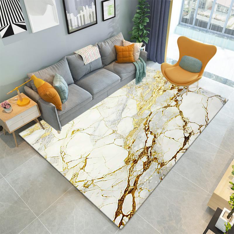1PC Marble Texture Printed Carpet Rug for Living Room Bedroom Home Sofa Decoration,Non-slip Floor Mat Floor Mat