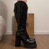 Winter Fashion Pointed Toe Platform Woman High Boots Fashion Punk Chunky Thick High Heels Long Booties