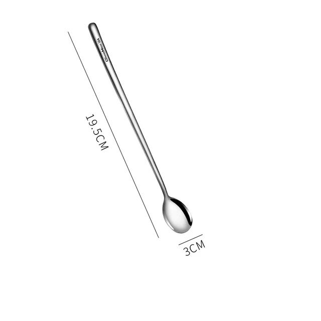Stainless Steel Long Handled Spoon Teaspoon Coffee Stirring Spoon Ice Cream Honey Dessert Spoon Kitchen Tableware