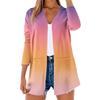 Women's Light Cardigan  Print Long Sleeve V-Neck Shirt With Pocket Top