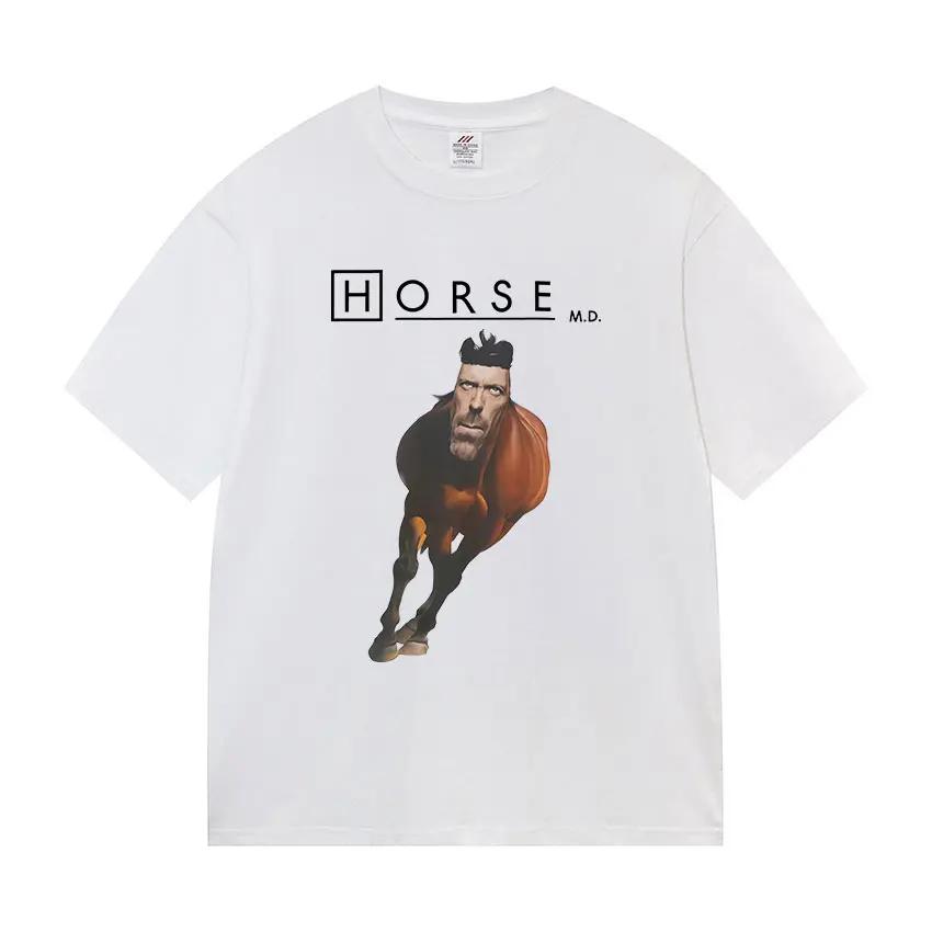 Horse_House MD Funny Meme Graphic T-shirt Mens Women Humor Style Short Sleeve T Shirts Casual Oversized High Quality Cotton Tees