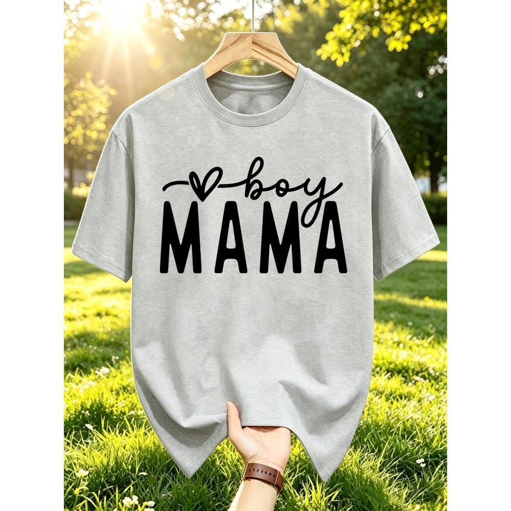 Boy Mama Letter Prints Men Basics T Shirt Cotton Crewneck T-Shirts Summer Breathable Clothes Sportswear