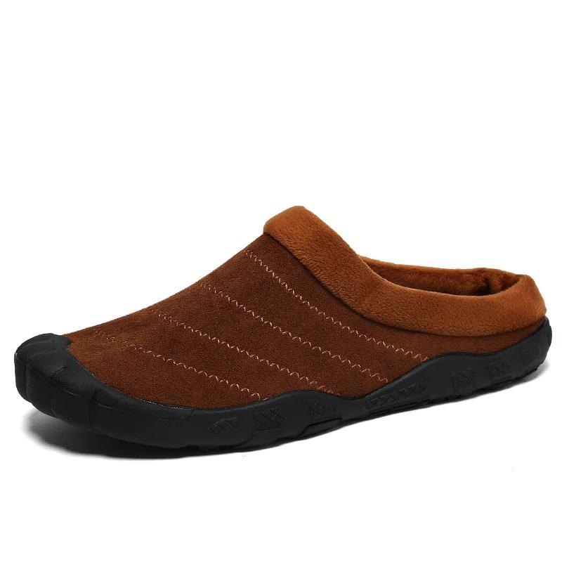 Fashion Slippers Men Winter Home Slippers Slides Unisex Cotton Shoes Plus Velvet Warm Waterproof Cloth Casual Shoes Male Big Size 47 48