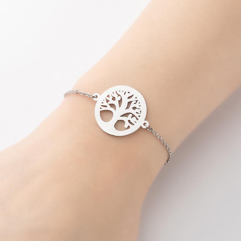 2025 Stainless Steel Geometric Tree Pendant Bracelet